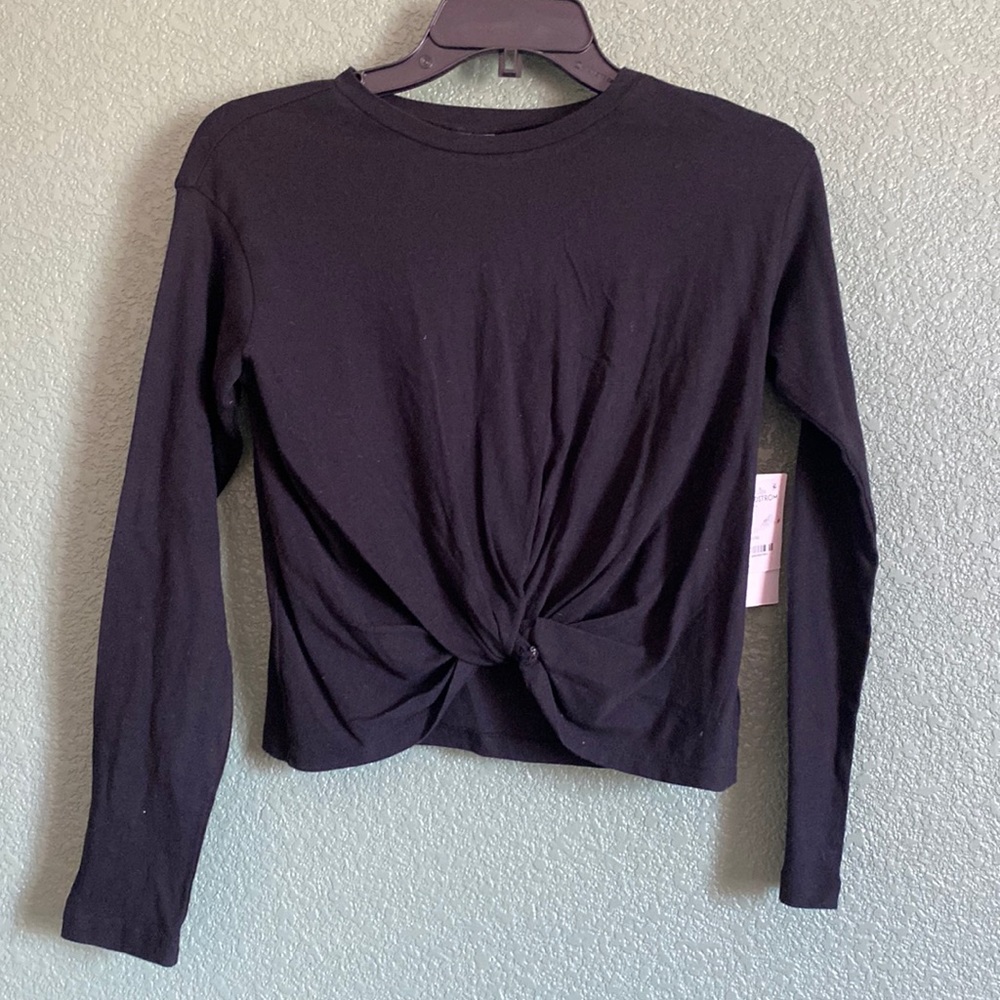 Nordstrom all black long sleeve shirt with knot in front